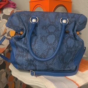 Carlos Falchi Blue Snakeskin Shoulder Bag